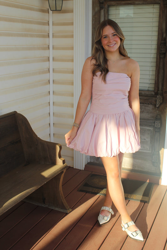 Pink Strapless Bubble Dress