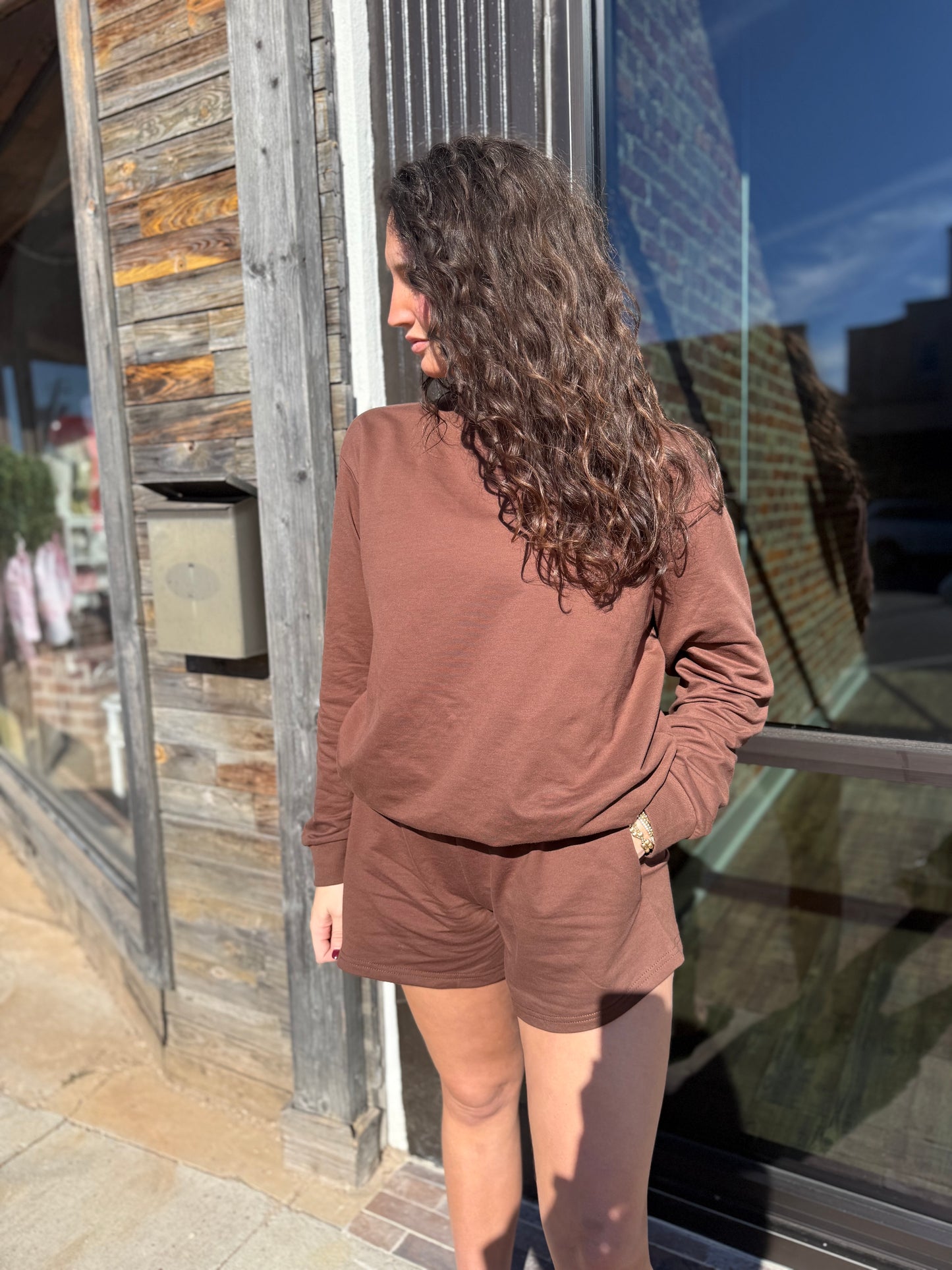 Brown MockNeck Short Set