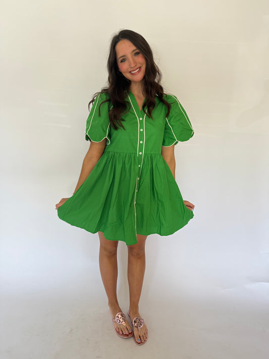 Kelly Green Scalloped Dress