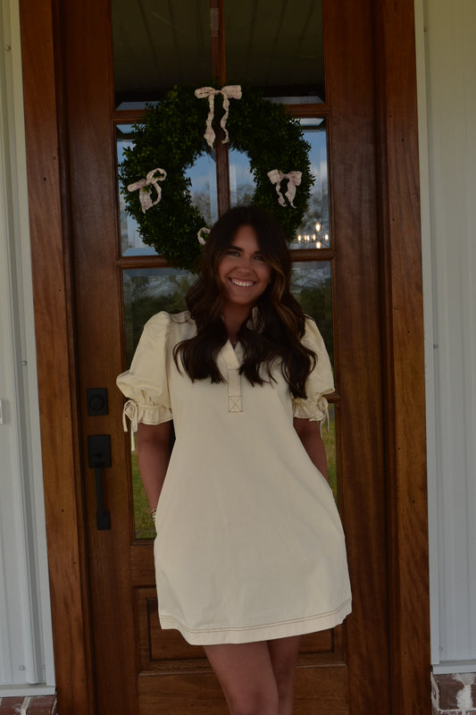 White Denim Mini Dress
