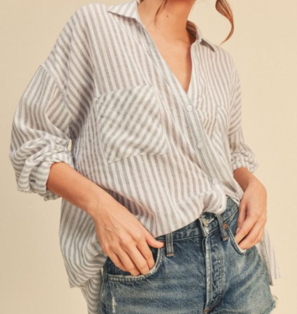 Beige Striped Top