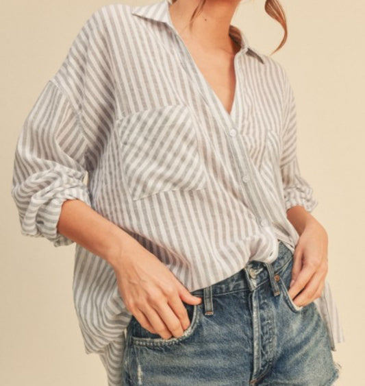 Beige Striped Top
