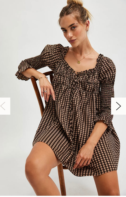 Free People Star Dipped Mini Black Combo Dress