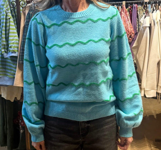 Blue and Green ZigZag Sweater