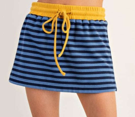 Striped Skort Blue with Mustard