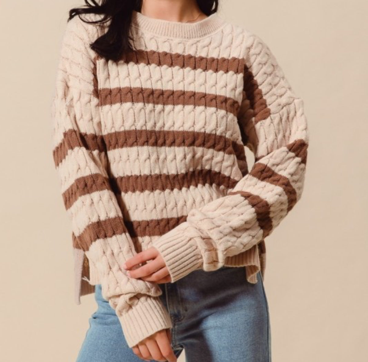 Tan and Brown Stripe Sweater