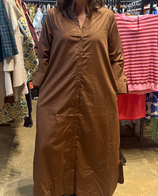 Brown Flowy Midi Dress