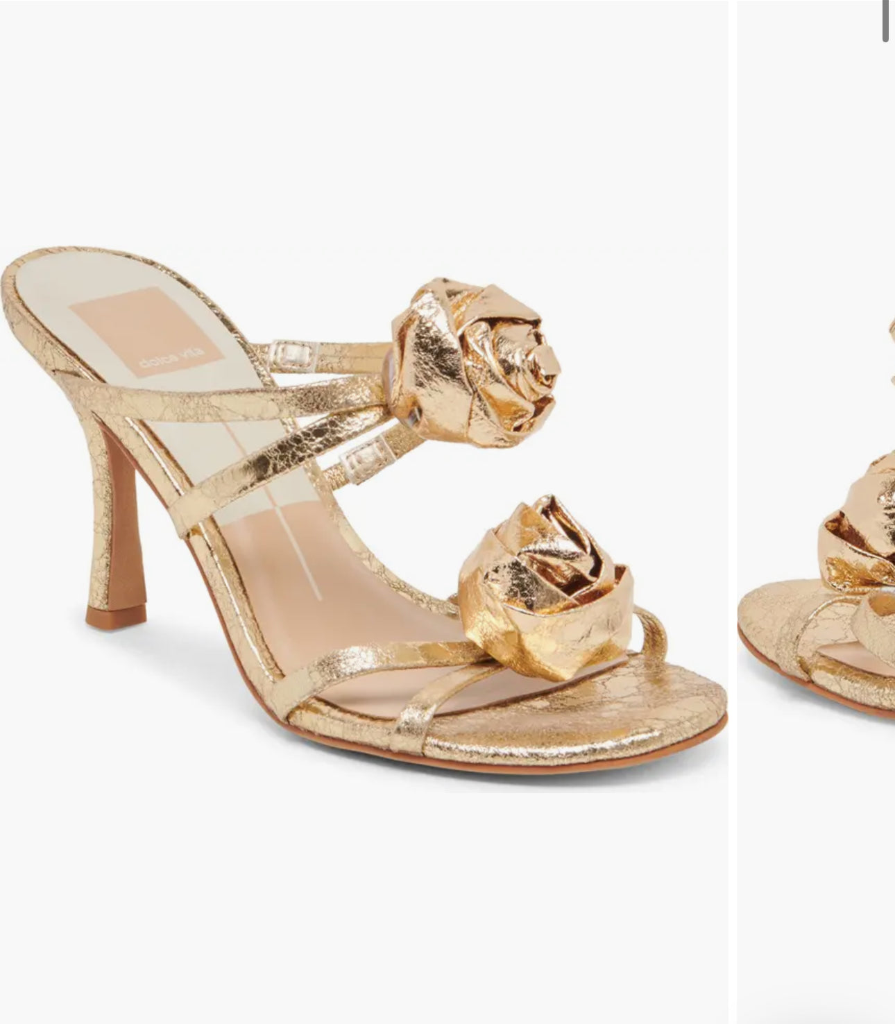 Linzy Gold Cracked Leather Heels