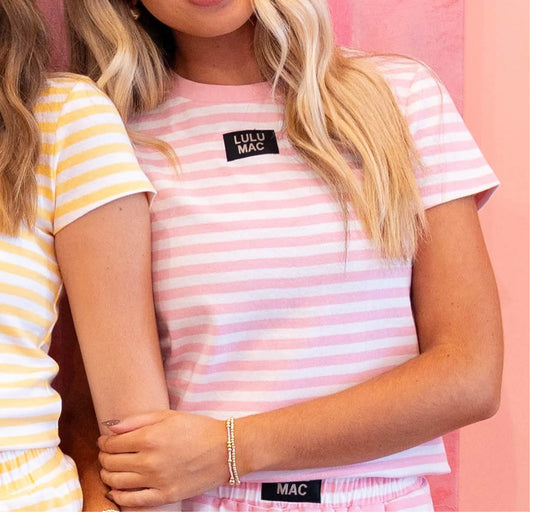Light Pink Lulu Mac Stripe Baby Tee