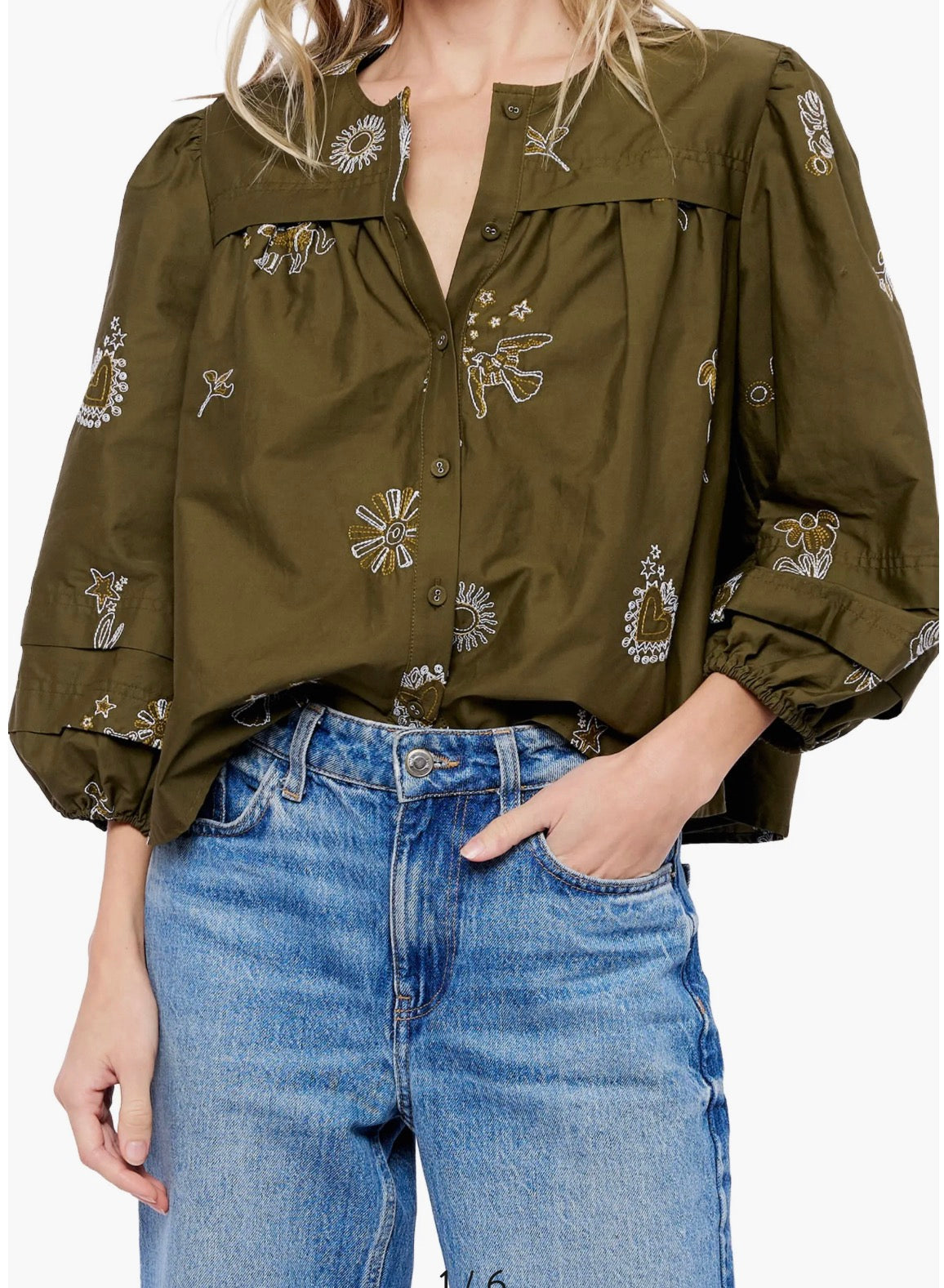 Olive Floral Blouse