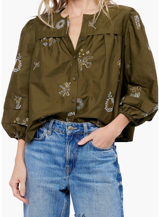 Olive Floral Blouse