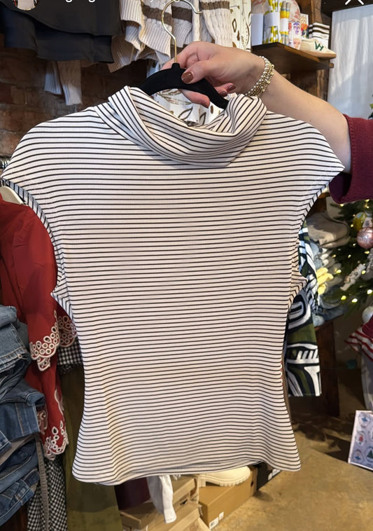 Brown Striped Scoop Neck Top