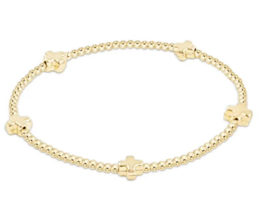 egirl Signature Cross Small Gold Pattern 3mm Bead Bracelet Gold