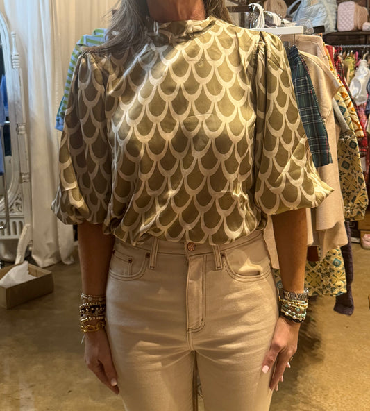 Annie Swirl Olive Blouse