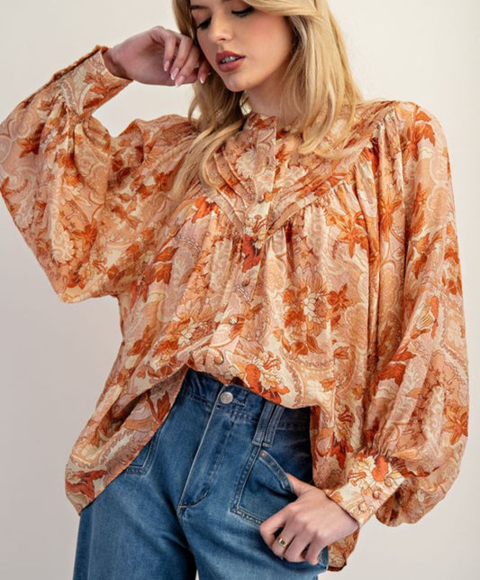 Fall Floral Blouse