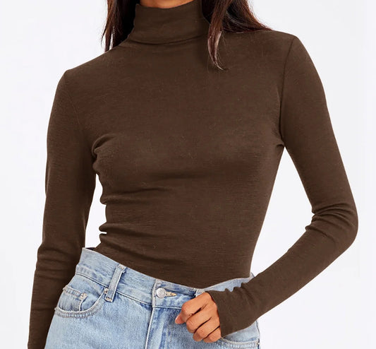 Brown Long Sleeve Tight Top