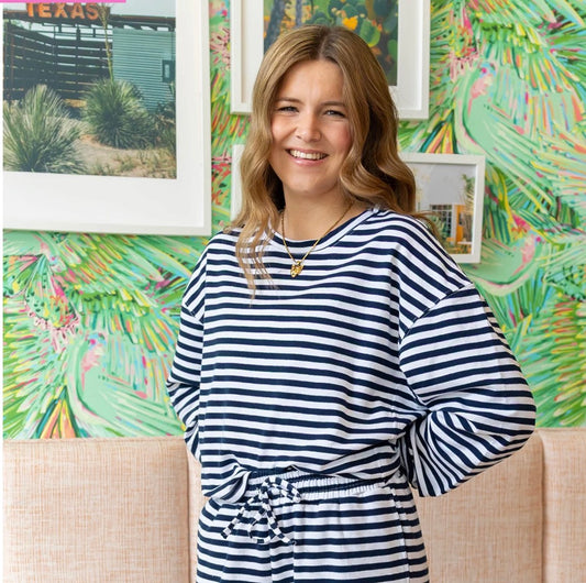 Lulu Mac Stripe Navy Long Sleeve Top