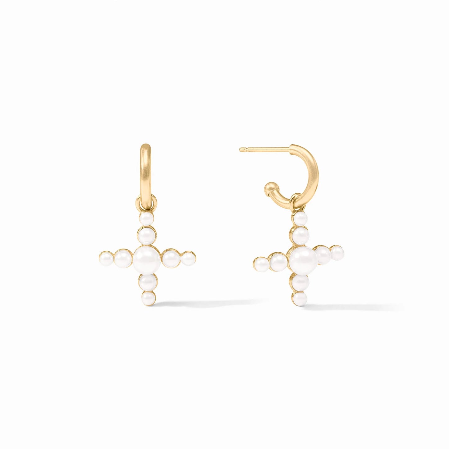 Gumdrop Cross Hoop & Charm Earring Pearl