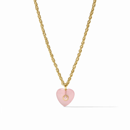Heart Delicate Necklace - Gold - Pink Quartz - Julie Vos