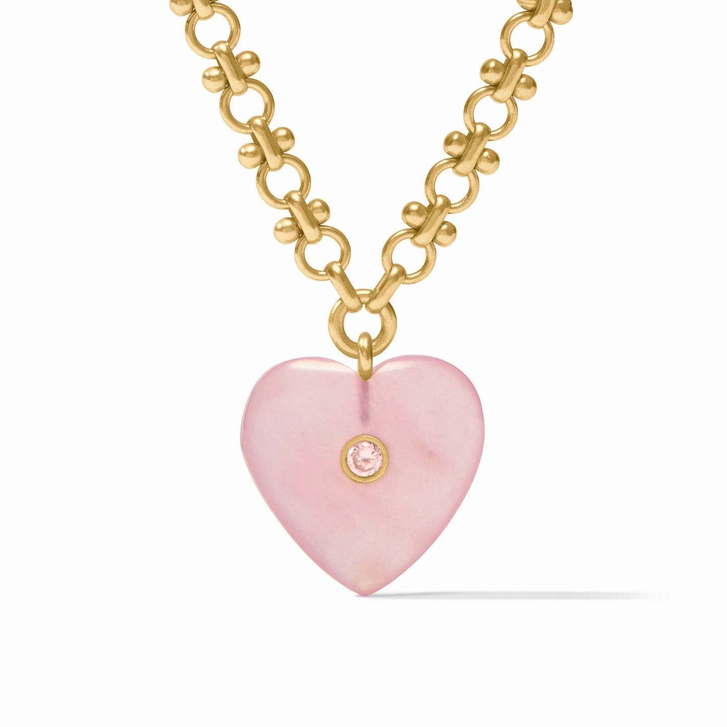 Heart Necklace - Gold - Pink Quartz