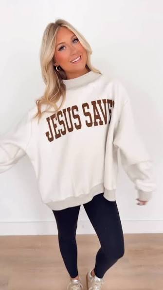 Jesus Saves Reversible Mock Neck