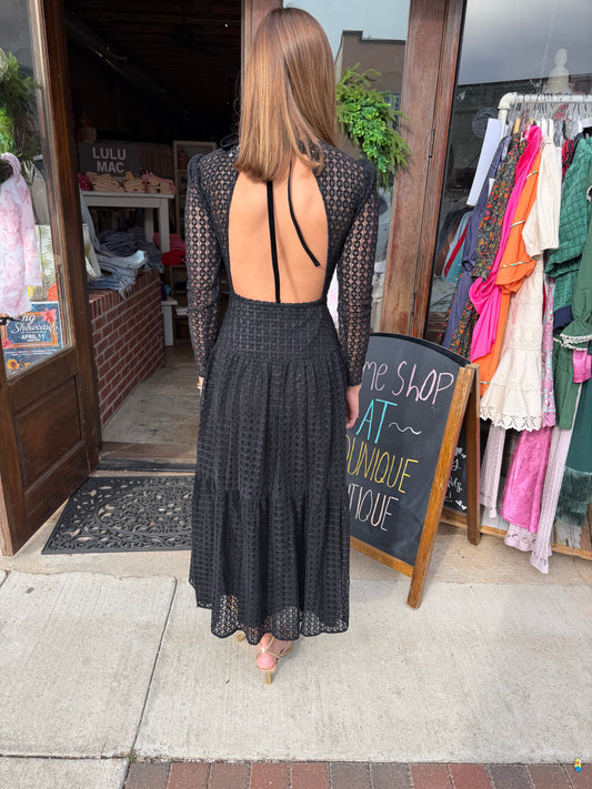 Long Black Eyelet Dress