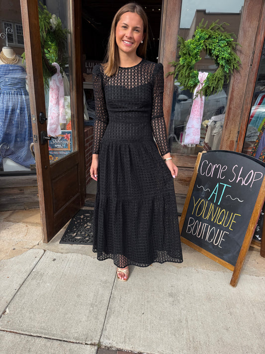 Long Black Eyelet Dress