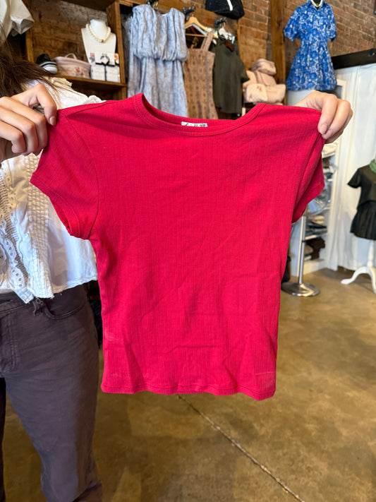 Red Free People Tee