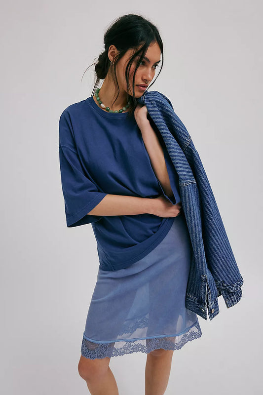 We The Free Perfect Oversized Varsity Navy Tee