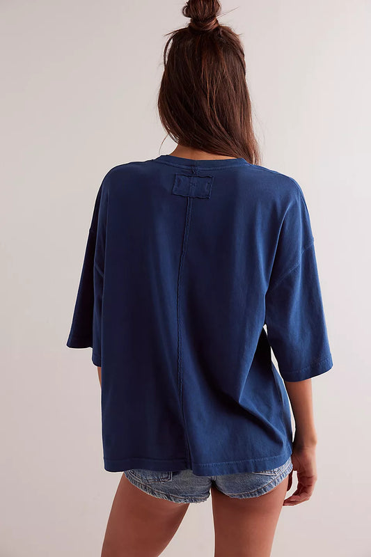 We The Free Perfect Oversized Varsity Navy Tee
