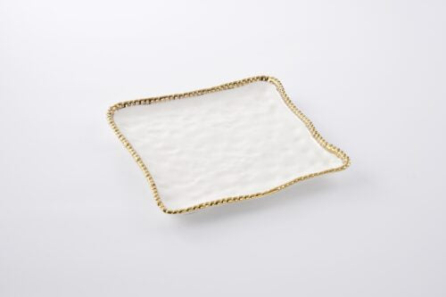 Square Serving Platter Gold White Pampa Bay CER1400WG