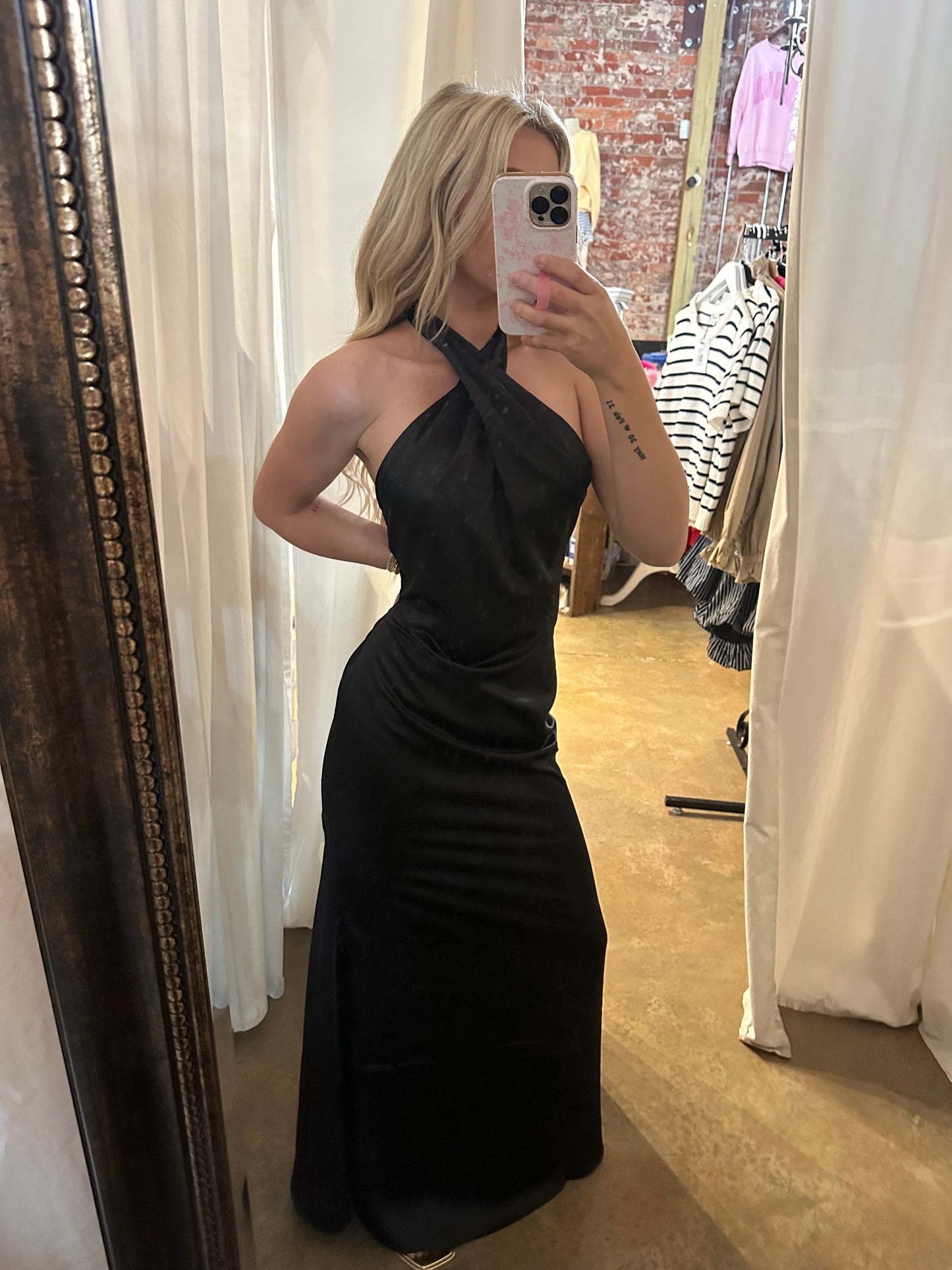 Black Halter Midi Dress
