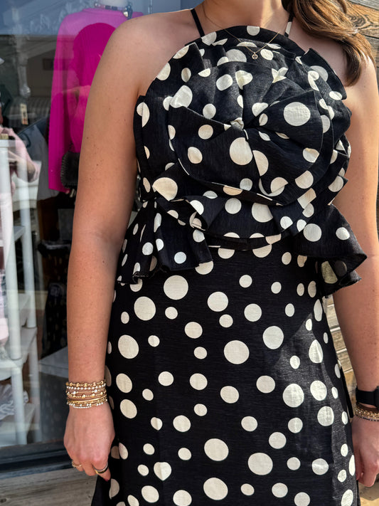 Black and White Mary Poka Dot Maxi Dress