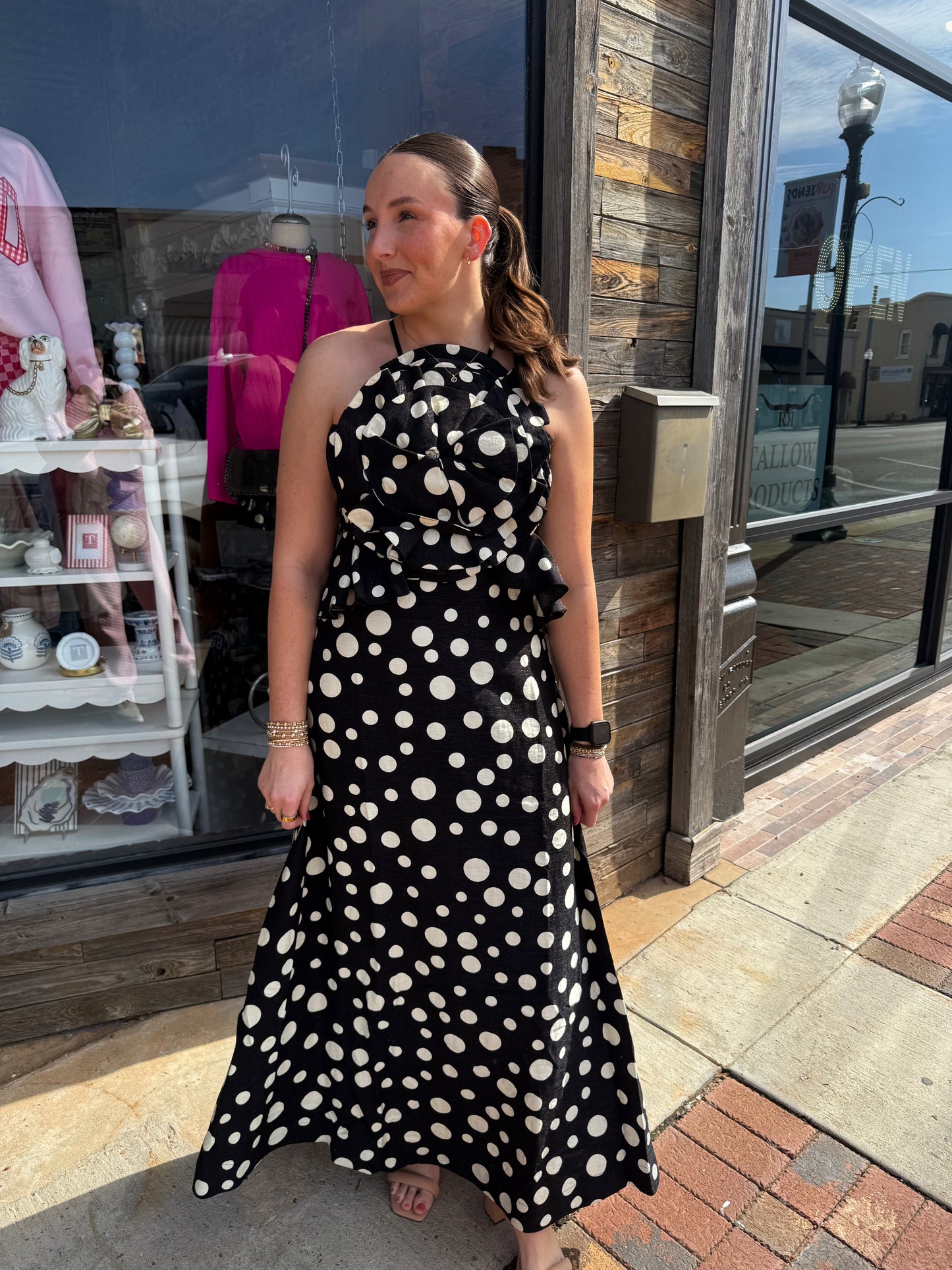Black and White Mary Poka Dot Maxi Dress