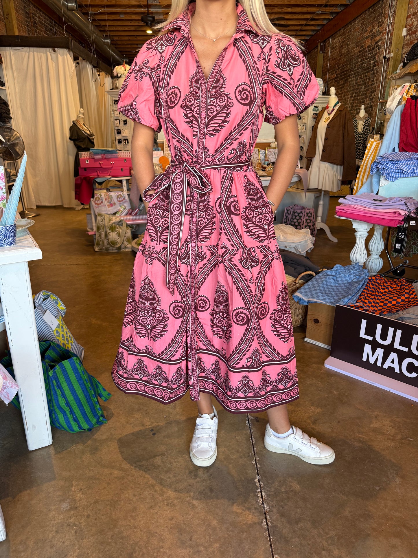 Salmon Della Midi Dress