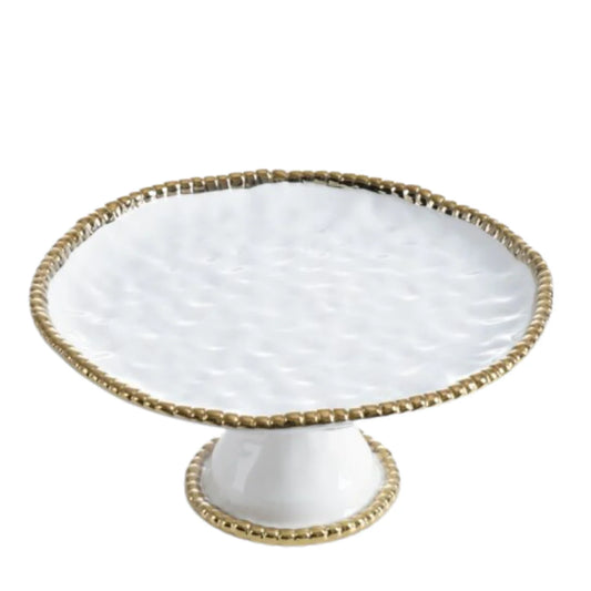 Pampa Bay Round Cake Stand White Gold CER1196WG