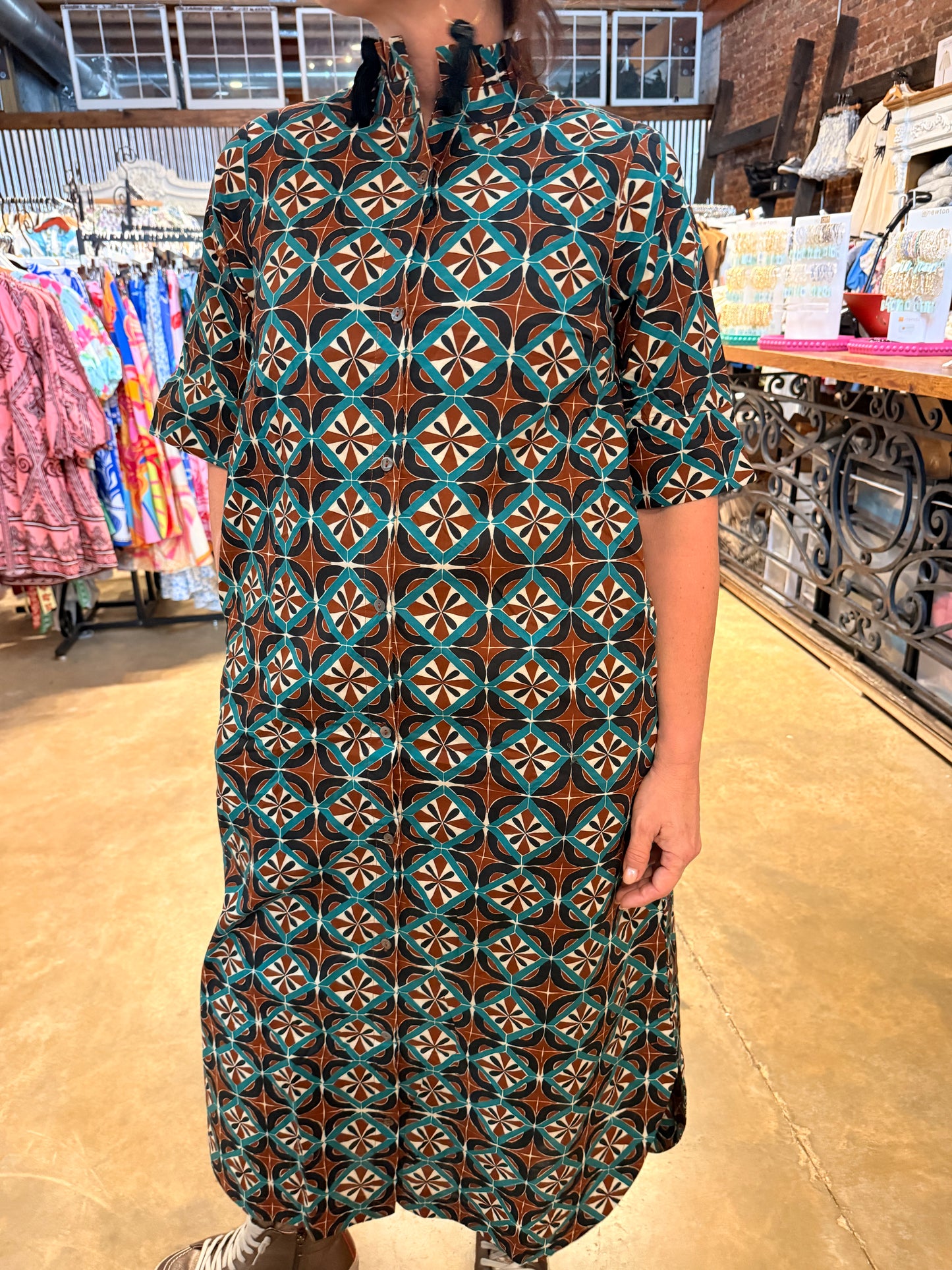 Fall Colors Printed Midi Dress