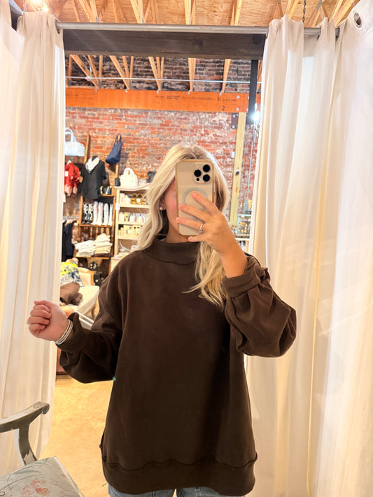 Mocha Mock Neck Sweatshirt