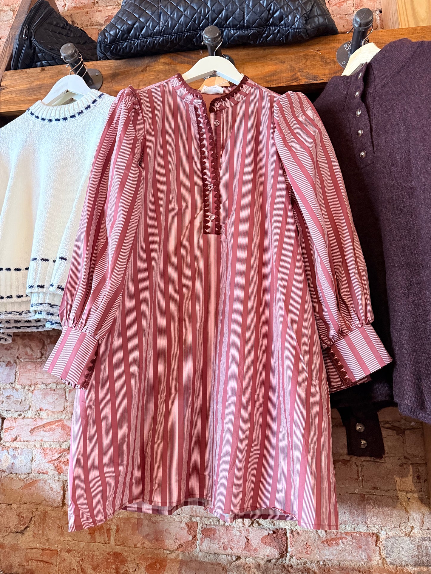 Burgundy Long Sleeve Kim Dress