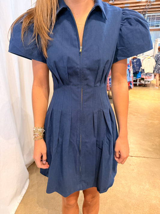 Angie Navy Zip Mini Dress