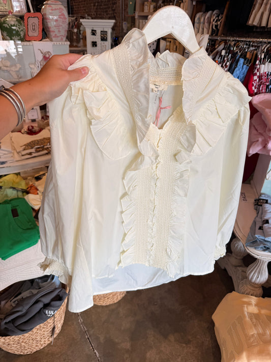 Entro Cream Ruffle Blouse