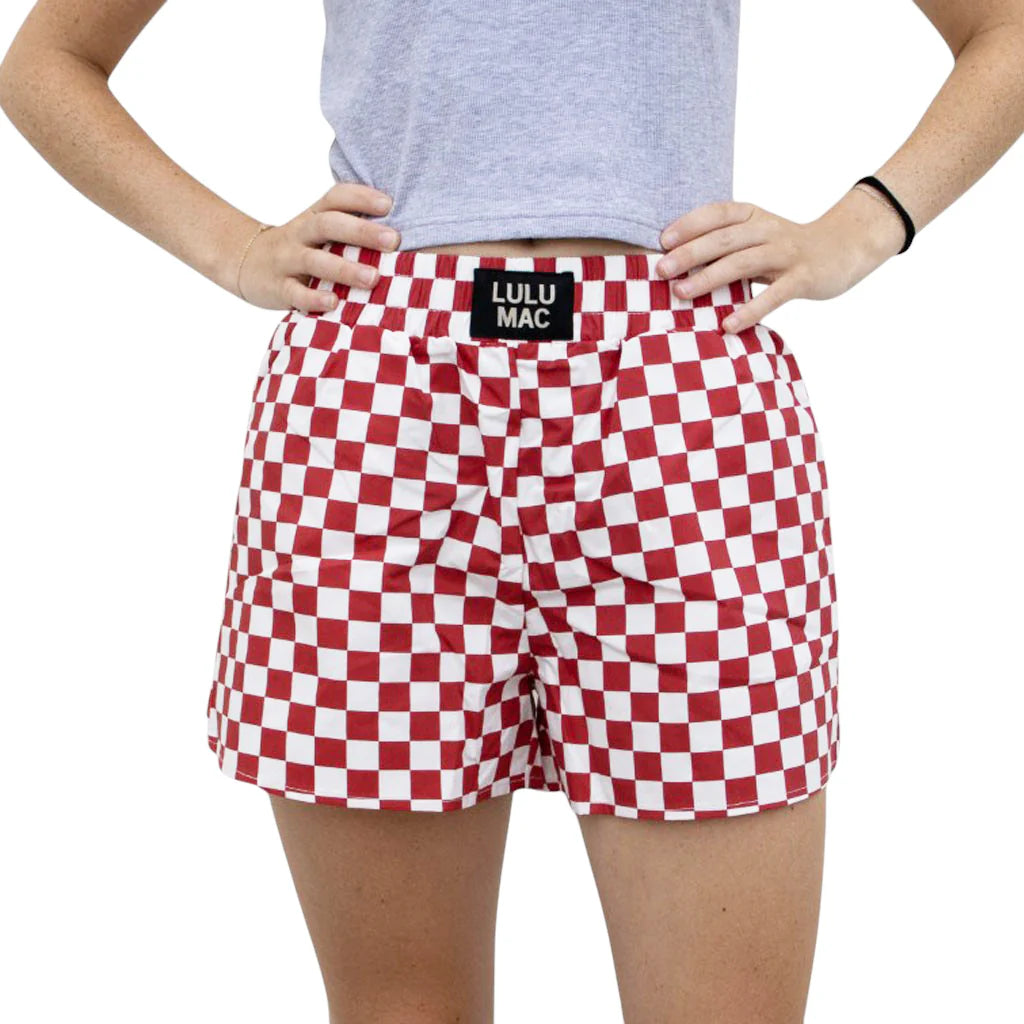 Lulu Mac Maroon/White Checker Shorts