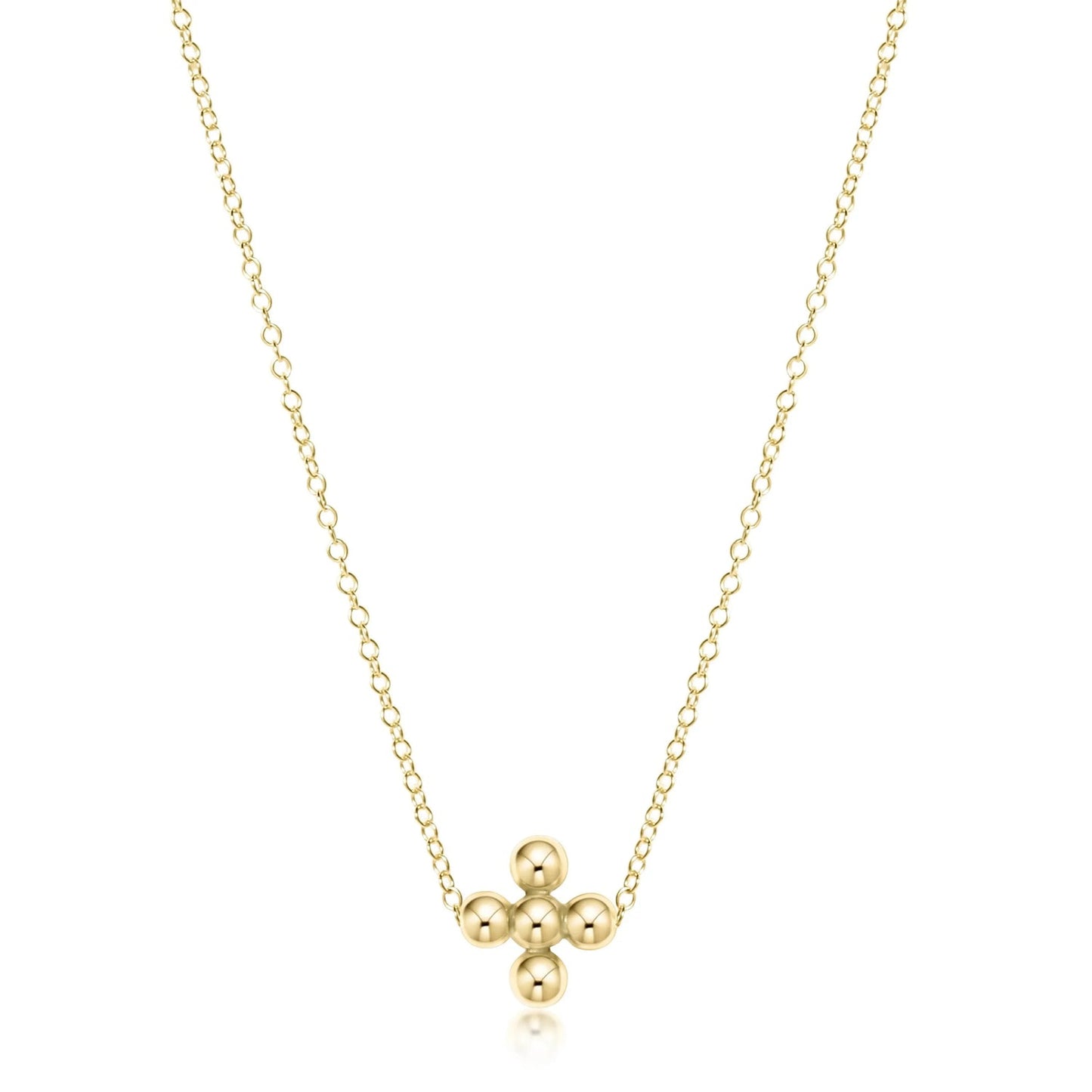 Enewton - 16in Necklace Gold - Classic Beaded Signature Cross Gold - 4mm Bead