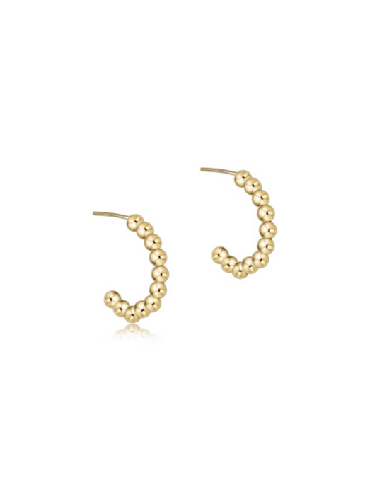 Beaded Classic 1” Post Hoop- 3mm Gold