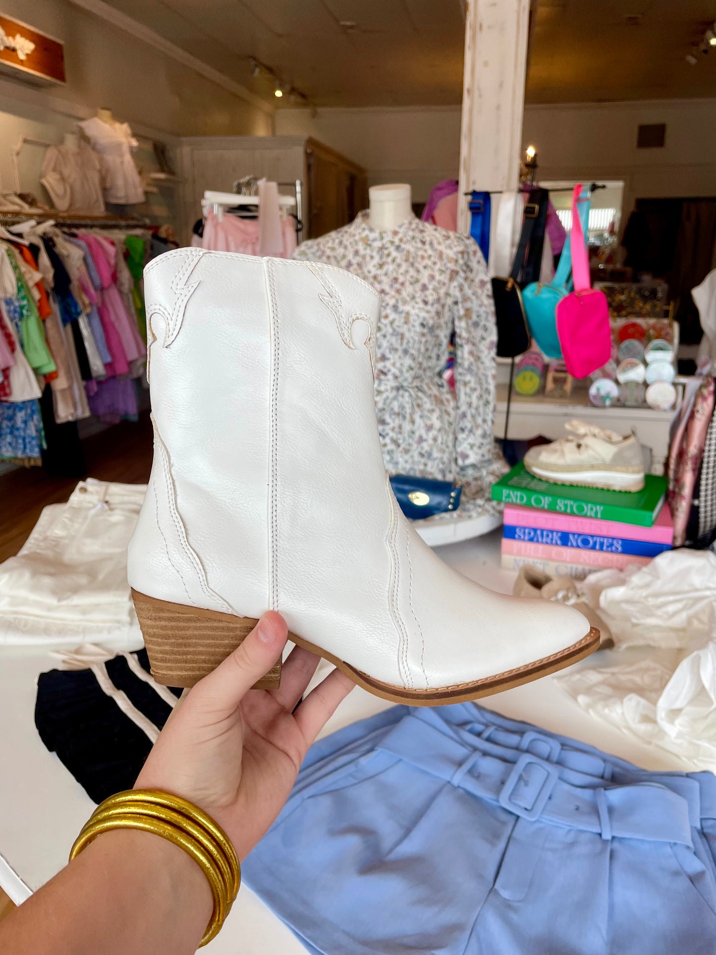 White Western Short Boots