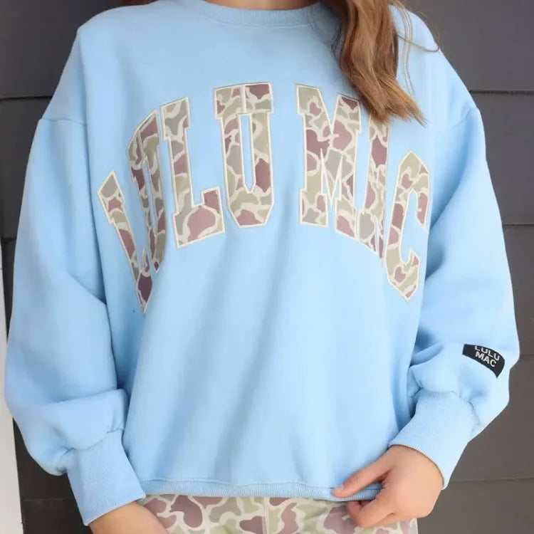 Blue and Camo Lulu Mac Sweatshirt