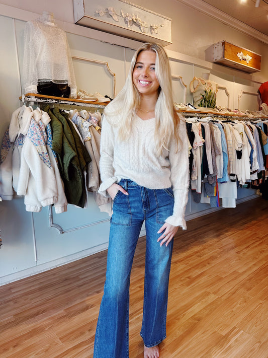 Mae Cropped Ruffle Sweater