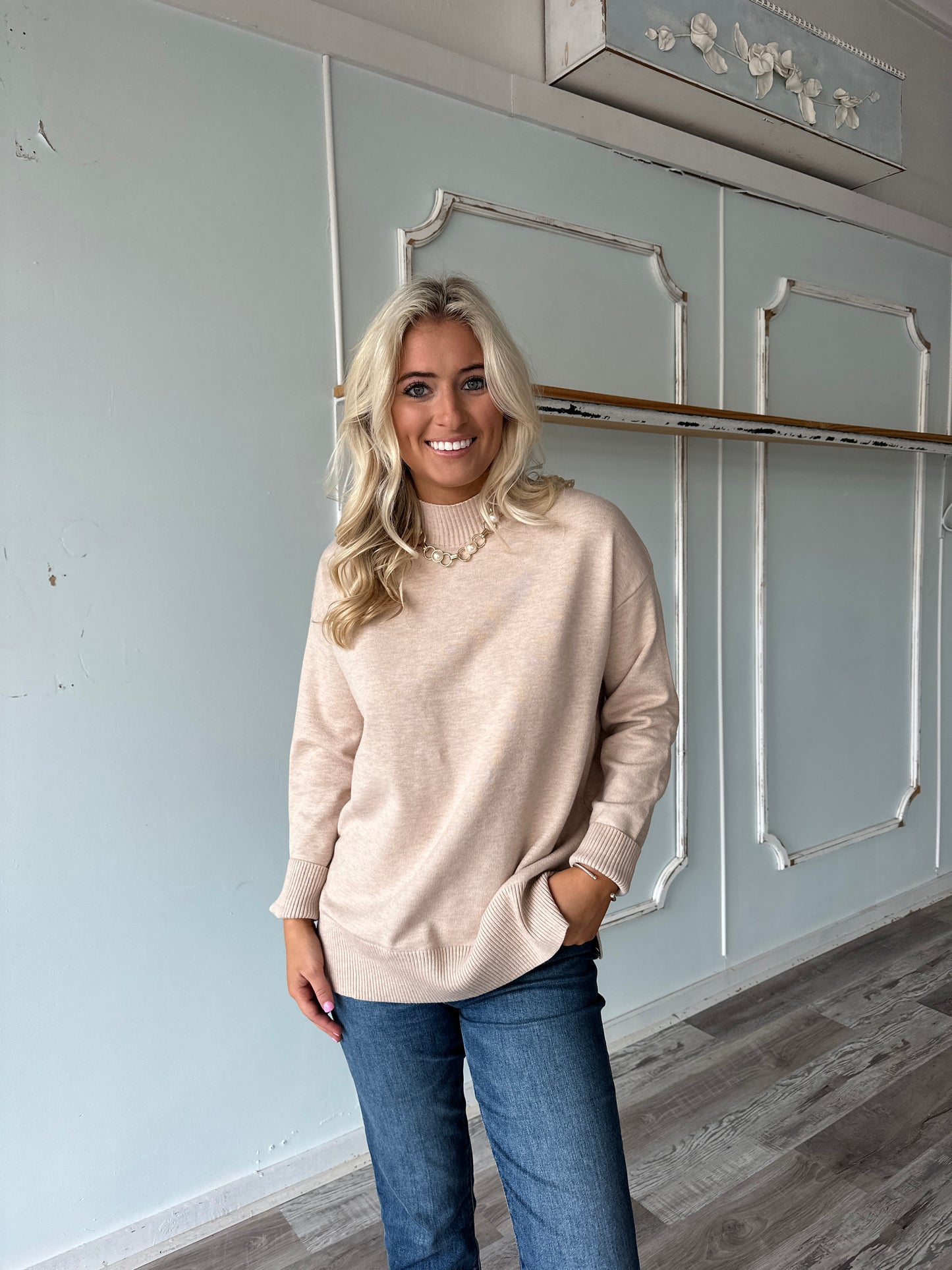 Oatmeal Mockneck Sweater