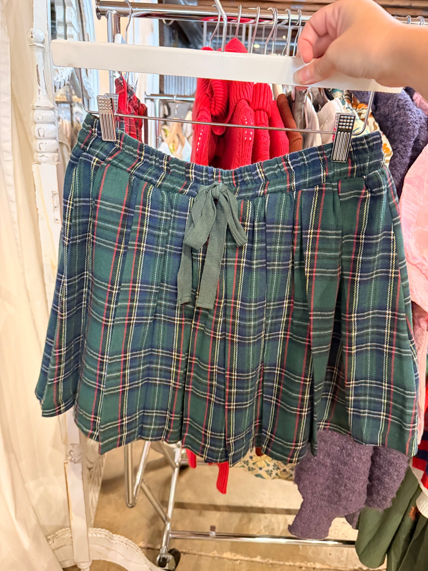 Green and Navy Plaid Skort