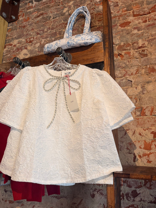 Silver Bow White Top